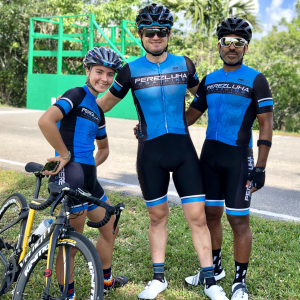 Perezluha Coaching Speedsuits (Middle and Right); Cycling Kit (Left)