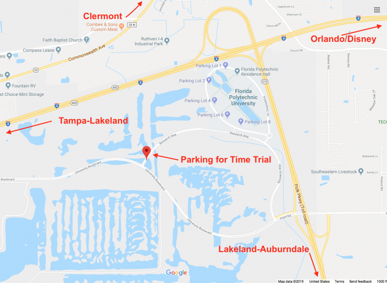 Perezluha Coaching Time Trial Series Parking Map